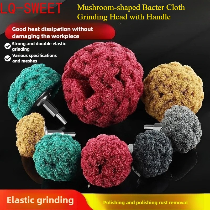 Cabezal de pulido de tela de tocino en forma de seta con mango, rueda de pulido de fibra de nailon, herramienta de eliminación y molienda de óxido