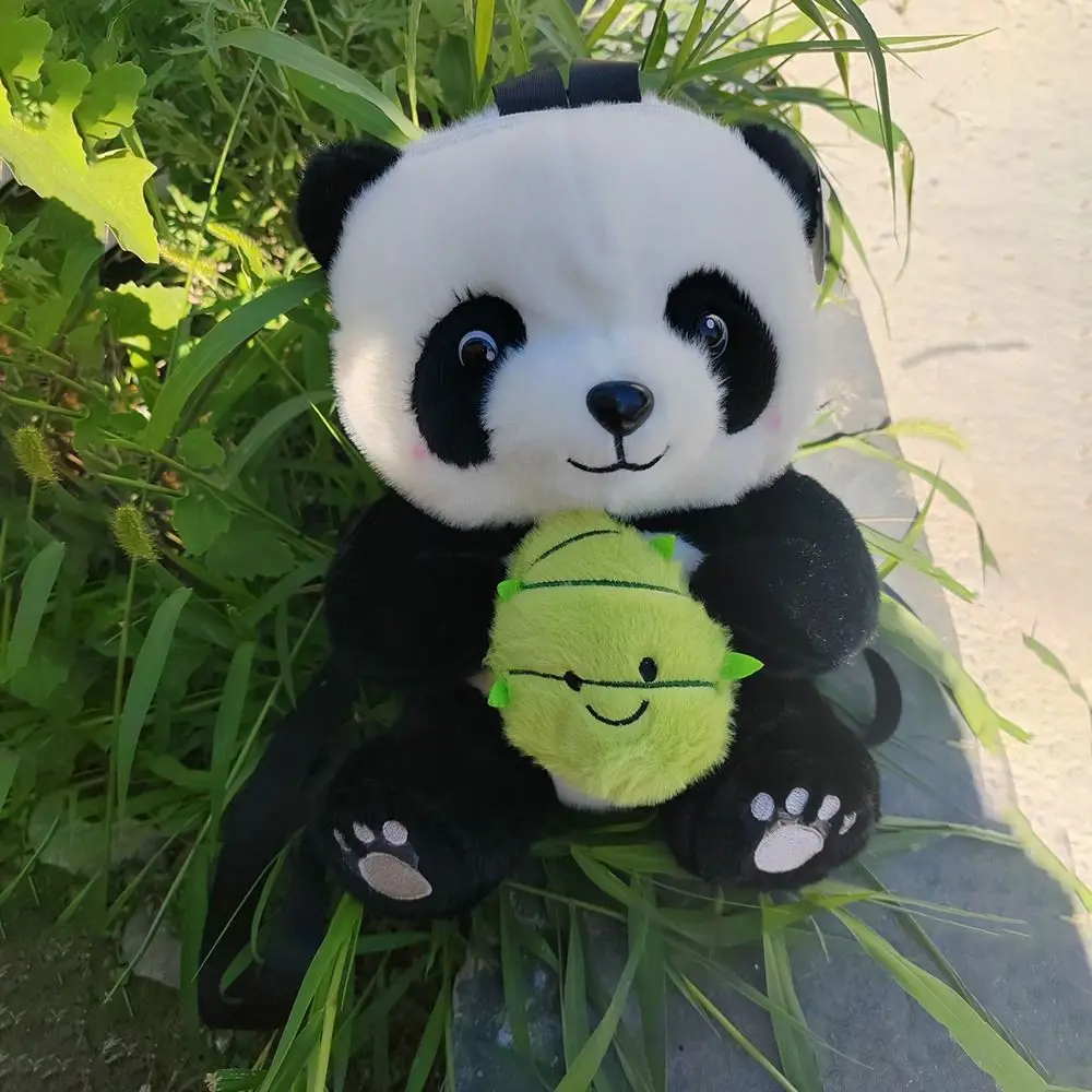New Soft Panda Backpack with Bamboo Shoot Adjustable Cartoon Animal Backpack Cartoon Cute Backpack School Use
