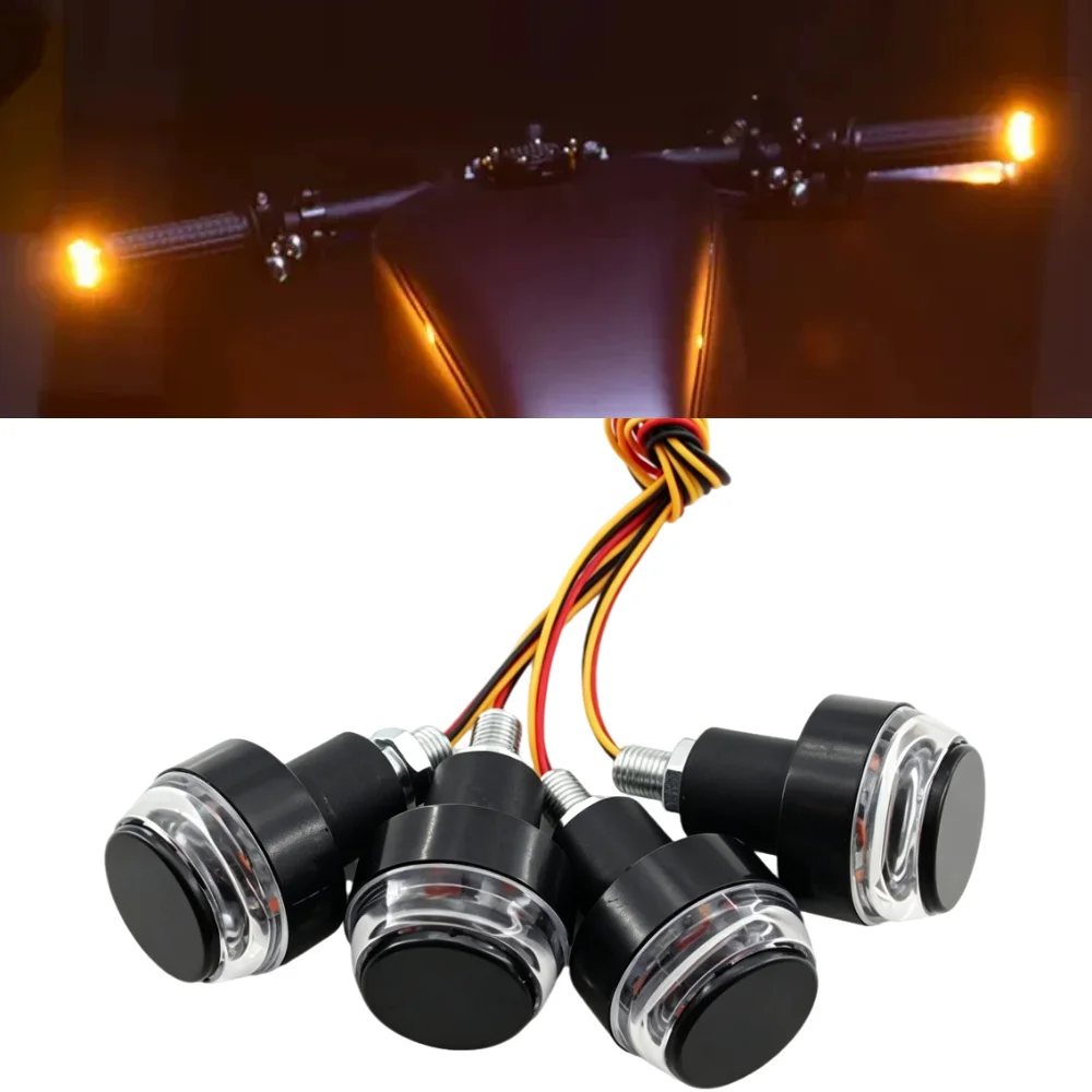 1Pcs Motorcycle Handle Bar End Turn Signal LED Light White Yellow Indicator Blinker Handlebar Accessories