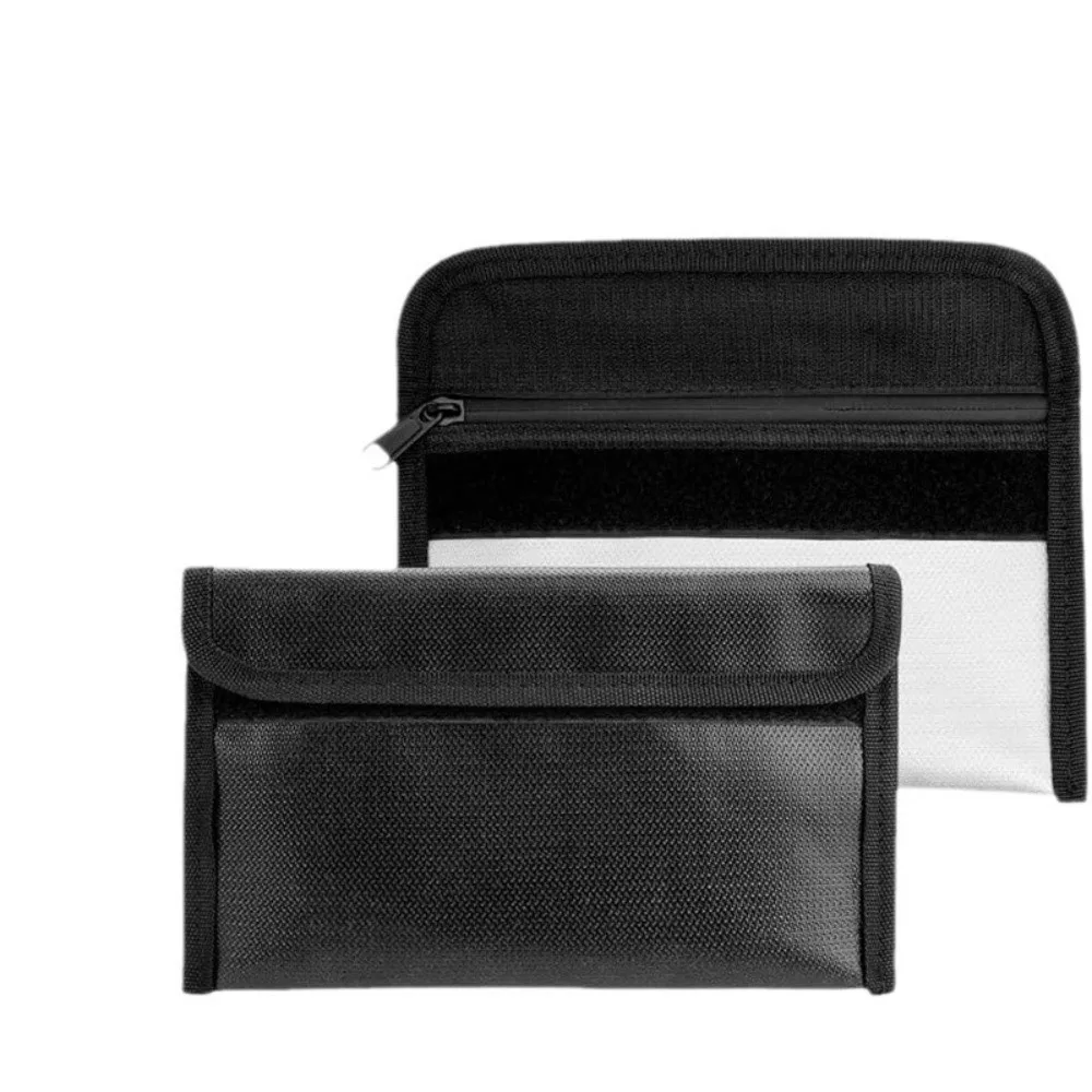 High Temperature Resistant Fireproof Document Bag Zipper Closure Waterproof Surface Safe Storage Pouch with Sticky Strip Square