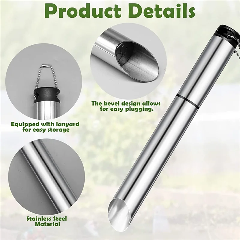 ABCA-Soil Release Tool Stainless Steel Dibber Garden Tool Garden Bulb Planter Manual Hole Digger For Gardening, Garden Hole