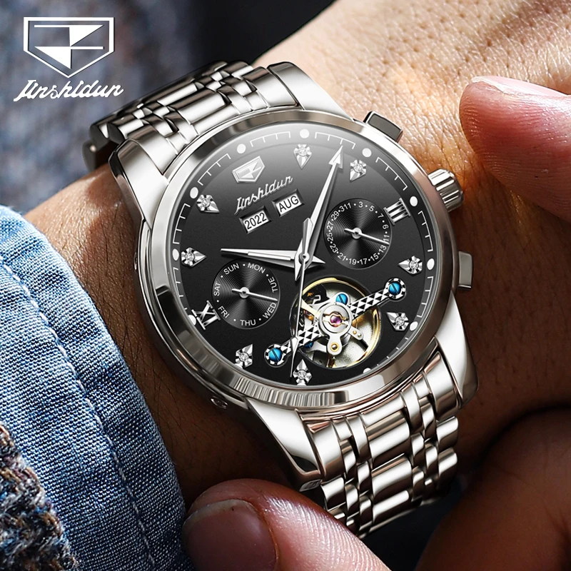 JSDUN Top Brand Multifunction Automatic Mechanical Watches for Men New Original Elegant Wrist Watch Men Casual Fashion Men Watch