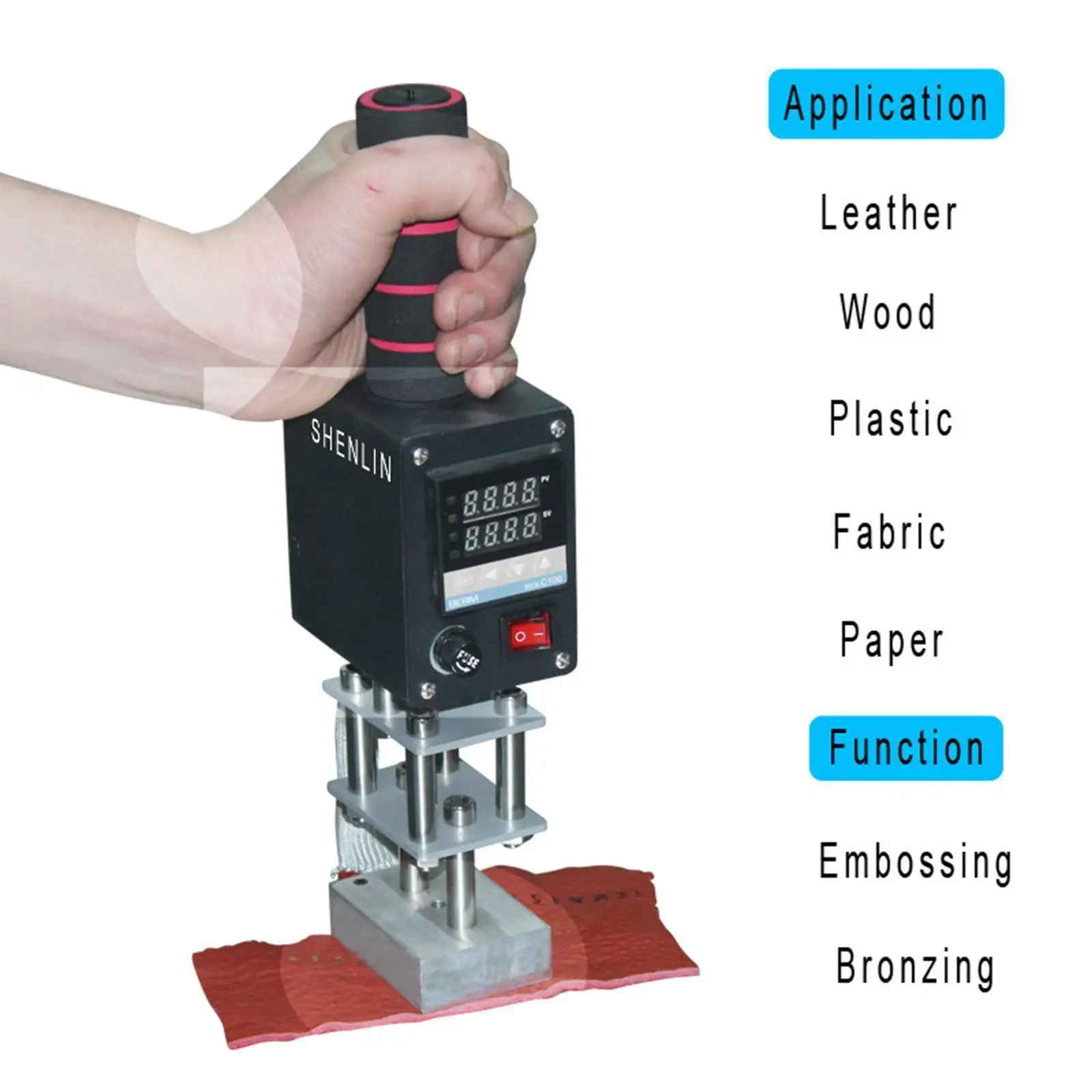 Handheld Hot Foil Stamping Machine Leather Plastic Heat Press Embosser Wood Handcrafts Branding Stamper Bags Logo Embossing Tool