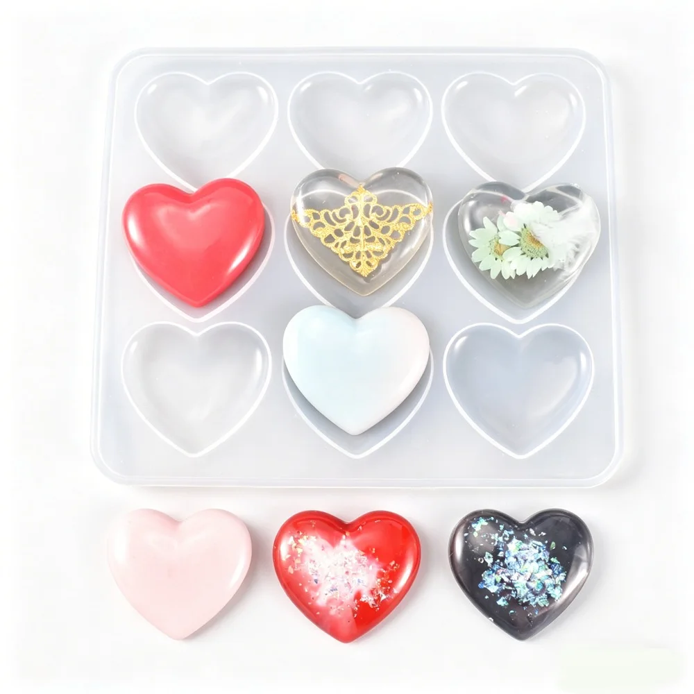 Love Heart Silicone Mold Jewelry Making DIY Tool UV Epoxy Resin Molds Dried Flower Resin Decorative Crafts