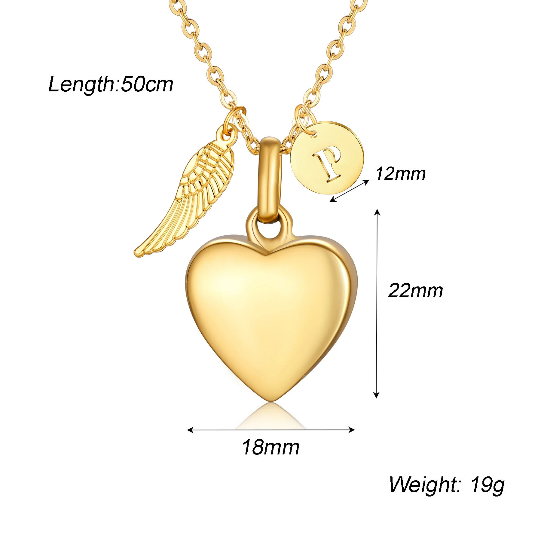 Personalisierte Foto-Text Edelstahl Engelsflügel Herz Urne Halskette Andenken Gedenkschmuck für Asche – Detail 1