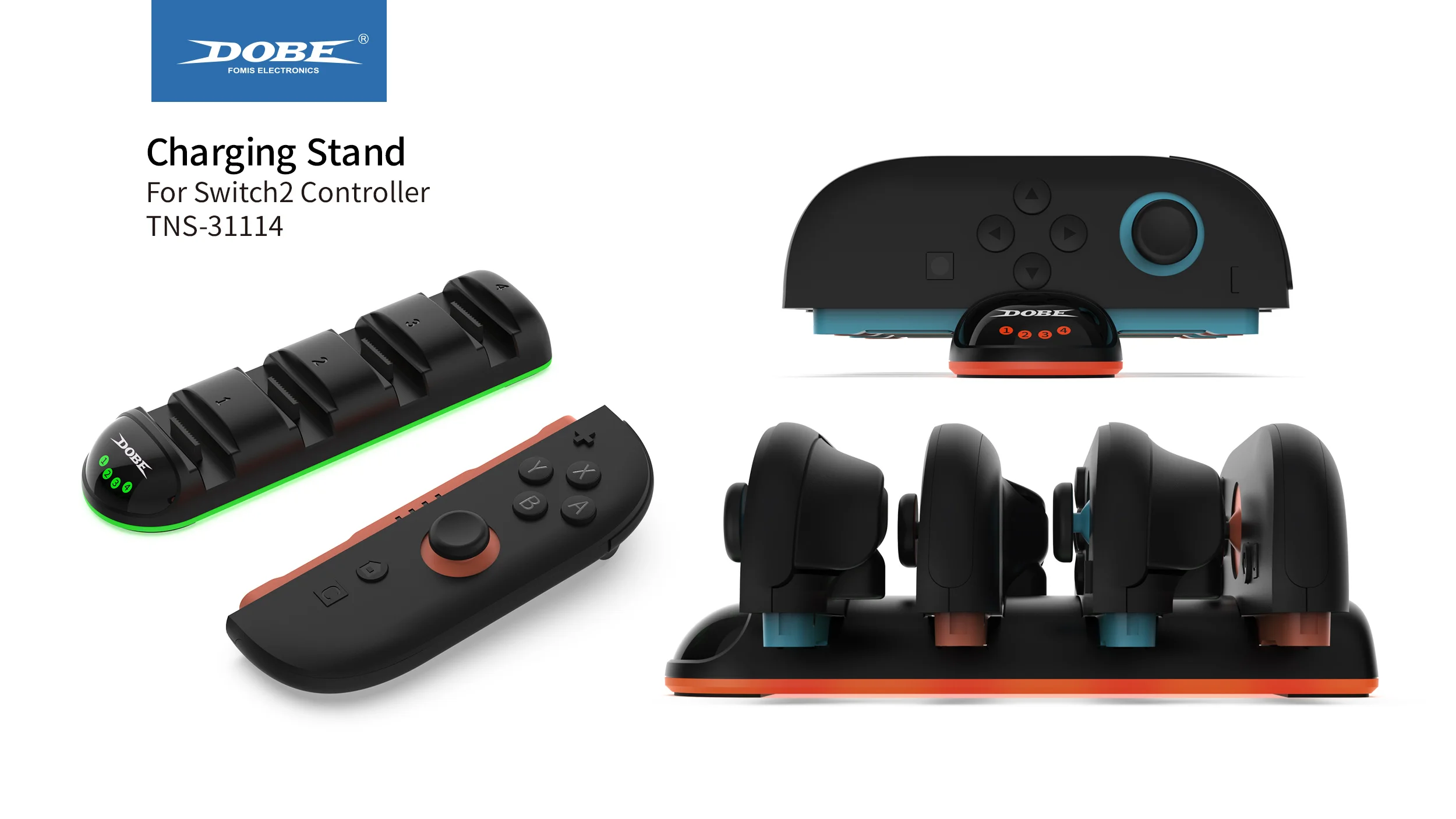 TNS-31114 Für Switch2 Joy Controller Ladestation mit LED-Anzeige Licht für Switch 2 Linker und rechter Griff in 1 Ladestation