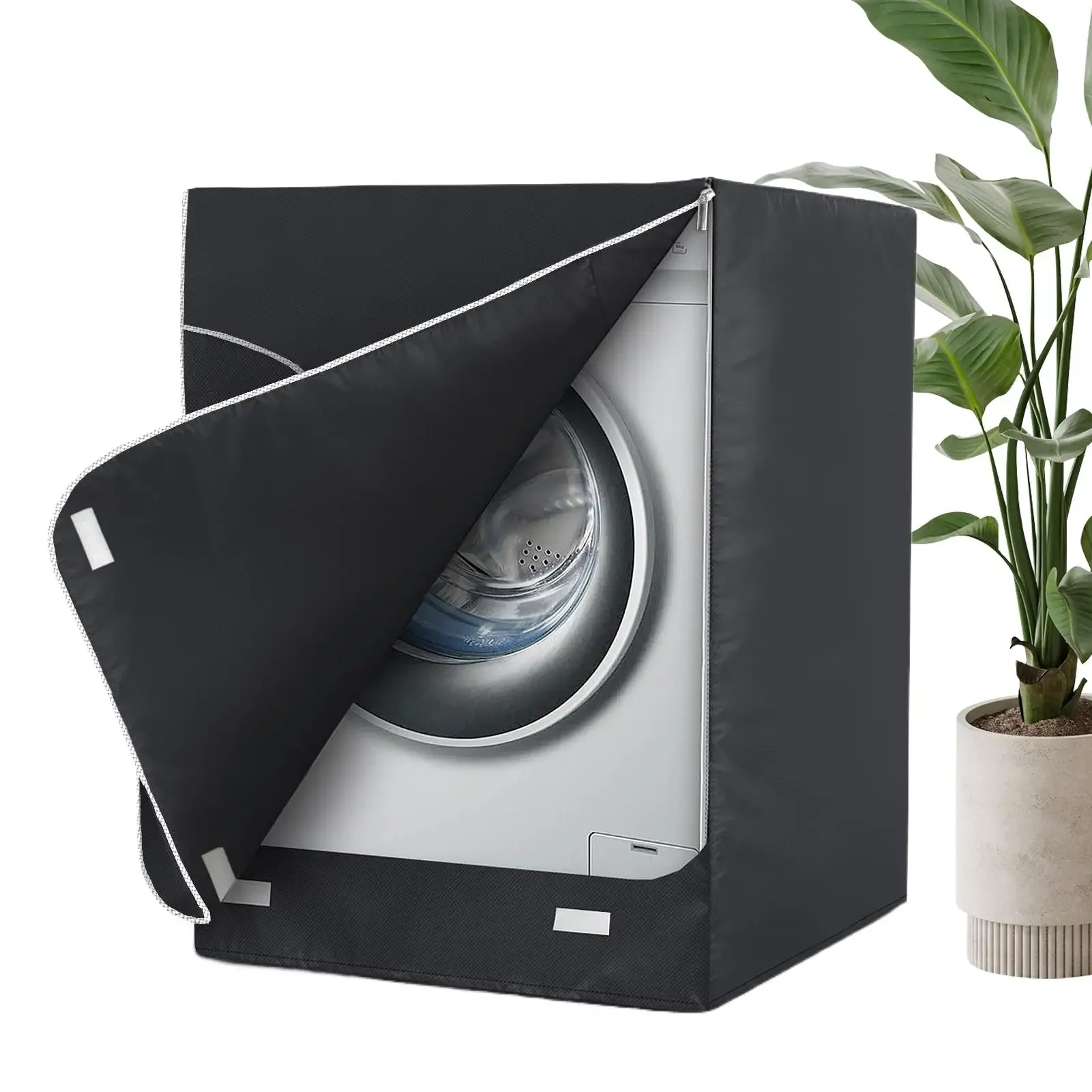 Outdoor Waterproof Dustproof 3-Sided Washing Machine Cover Front-Loading Washer Protector for Bathroom Kitchen Laundry Room