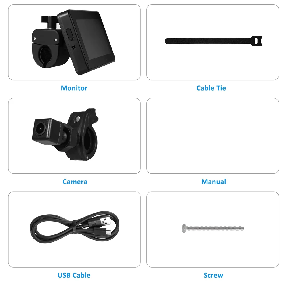 Steady Handlebar Bike Mirror View Camera With 4.3'' Screen 150° Wide View Adjustable Bracket