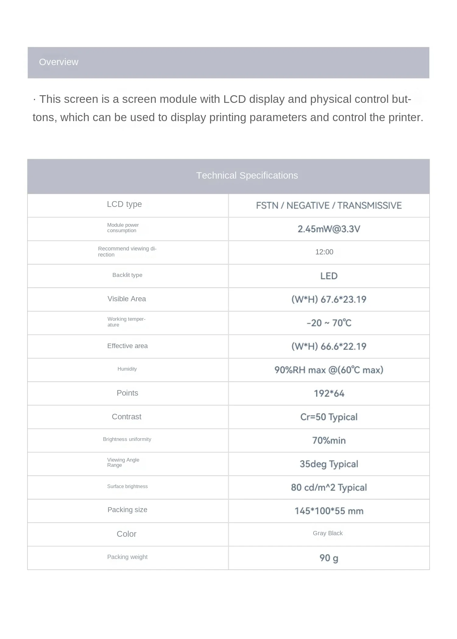 FOR Bambu Lab 3D Printer P1 Series Screen