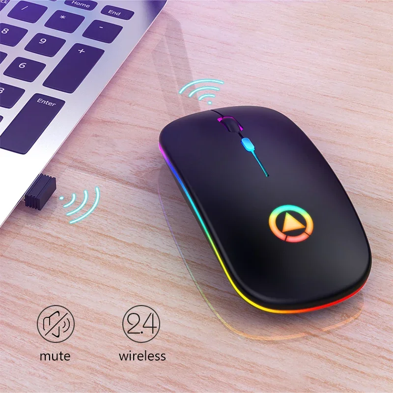 2.4G Silent Wireless Mouse 1600DPI RGB LED Backlit Gaming Mouse For Macbook Pro Xiaomi  Lenovo Ergonomic Computer PC Gamer Mouse