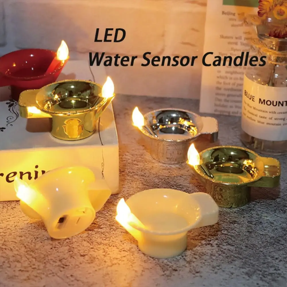 12Pcs Diwali Diya LED Light Electric Glowing Decor Water Sensor Candles Floating on Water Tea Light