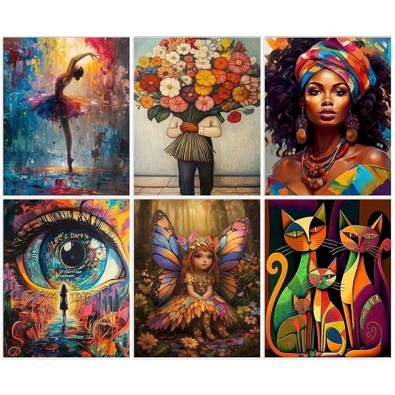  Diy Painting By Numbers Kits For Adults Abstract Figure Marker By Numbers Handpainted Kits For Personalized Gift