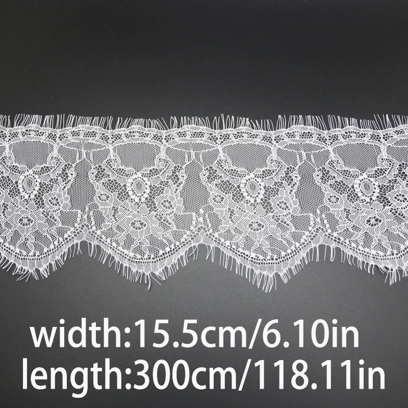 (3 Meters/Roll) 140mm White Black Lace Fabric Webbing Clothing Accessories Lace Material Handmade DIY Ribbon