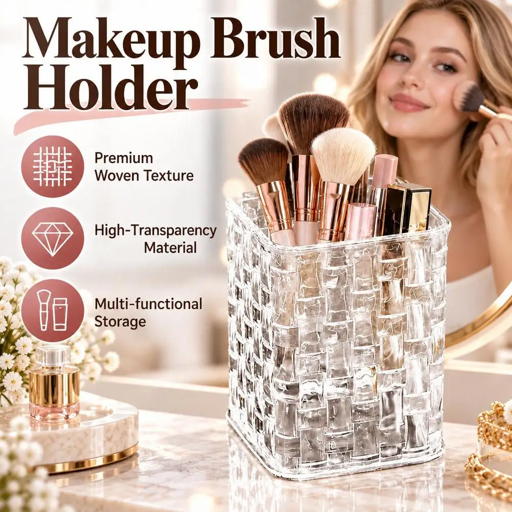 Clear Acrylic Makeup Brushes Storage Box Desk Cosmetic Organizer Lipstick Storage Nail Polish Display Stand Rack Jewelry Case