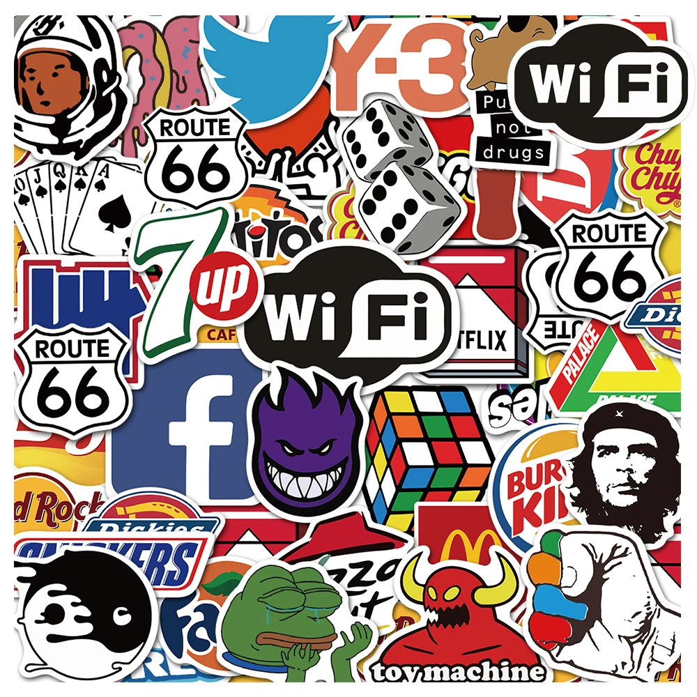 10/30/50/100pcs Classic Cool Fashion Brand Logo Adesivi Graffiti impermeabili FAI DA TE Skateboard Bagagli Telefono Cartoon Decalcomanie Imballaggio