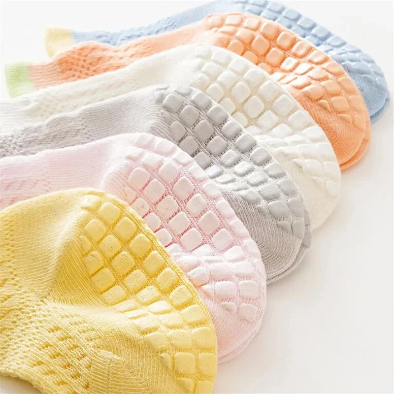 3pairs/lot 6 Colored Of Net Eye Non-slip Baby Girl Sock Hollow-out Breathable Thin Infant Girl Cotton Socks Children\'s Socks Kit