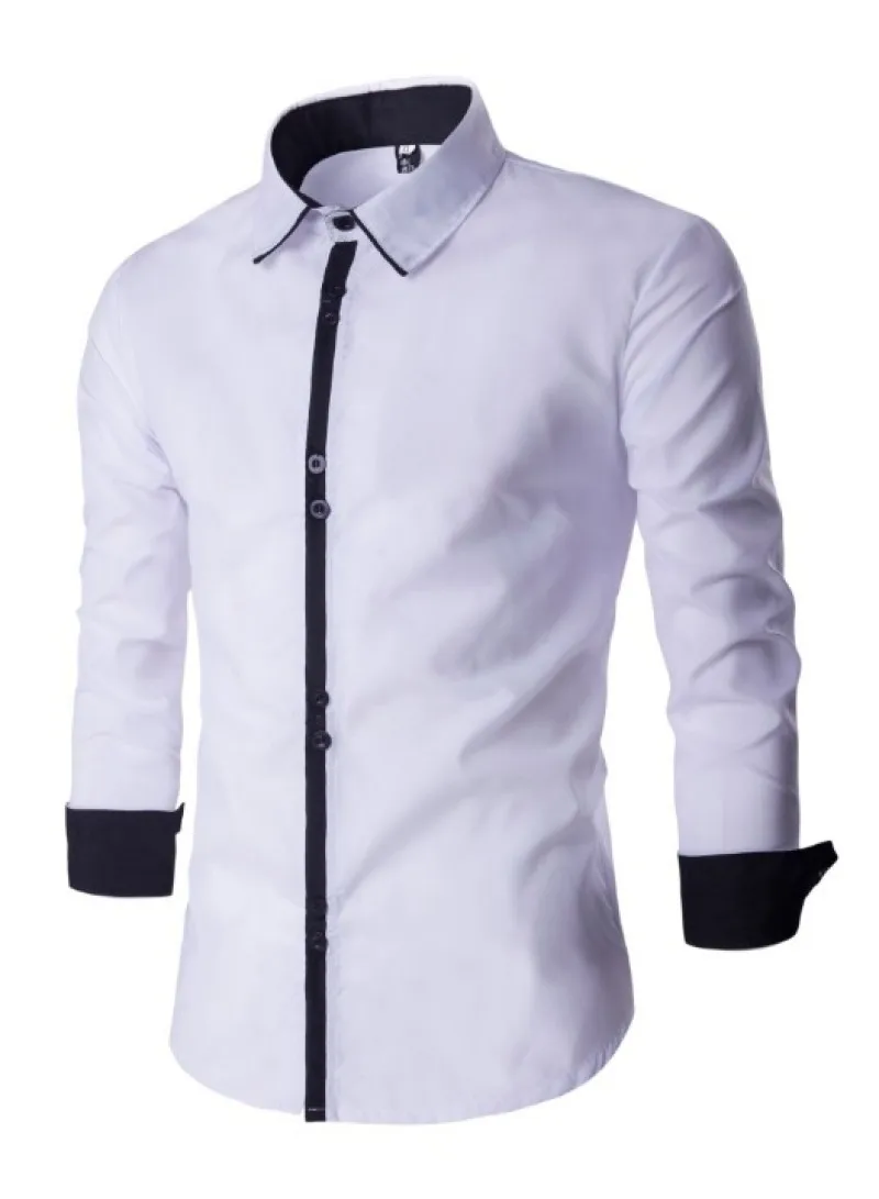 Camisa casual de manga comprida masculina, design combinando cores, simples moda, comércio exterior, novo, 2023