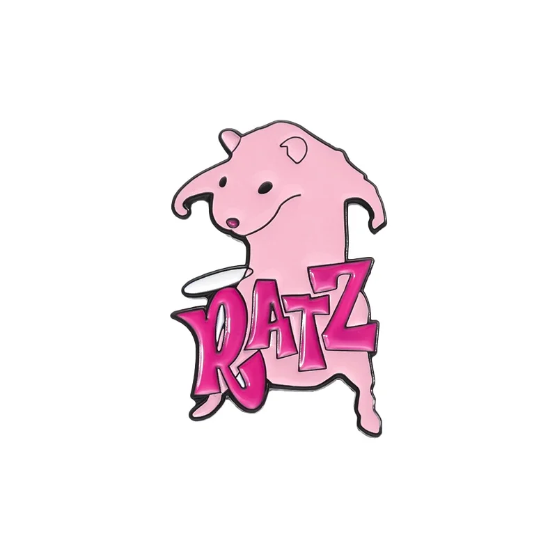 

Cute Pink Rat Ratz Brooch Enamel Pin Custom Cartoon Animal Metal Brooches Backpack Lapel Badges Funny Jewelry Gifts for Friends
