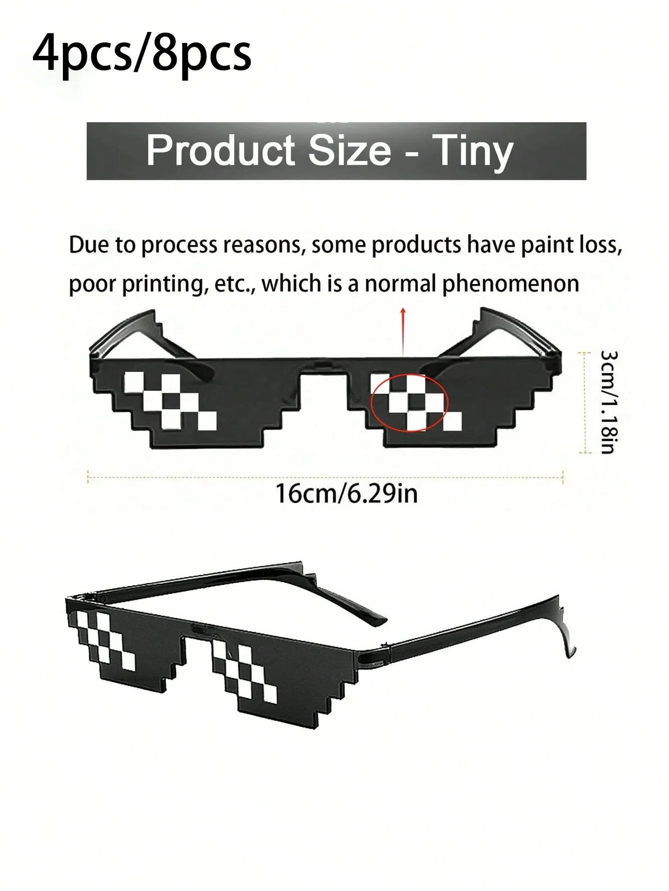 20/6pcs Party Black Sunglasses 8-bit Pixelated Mosaic Game Player Photo Props Funny Glass for Adults Teenagers Face Accessories