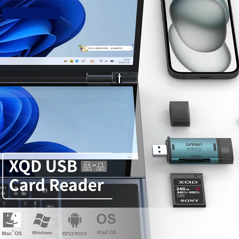 

Multi-function Card reading USB Card Reader Splitter Adapter 10Gbps SDXC/CF/XQD Extension Cable dock station Plug and Play