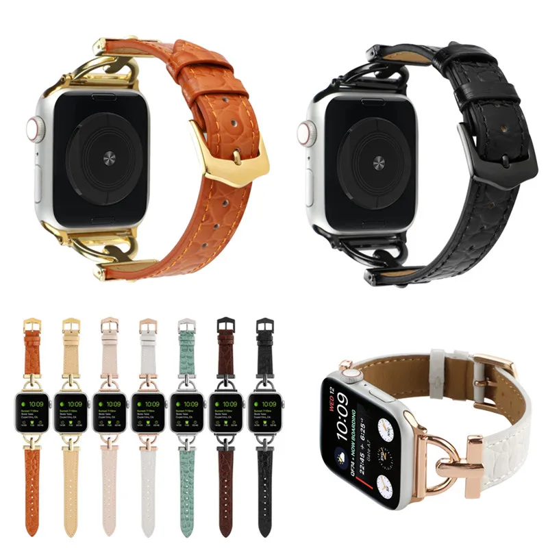 

Ремешок из крокодиловой кожи для Apple iwatch S8 7 6 5 4 3 2 1 SE 38 40 44 42 45 49mm