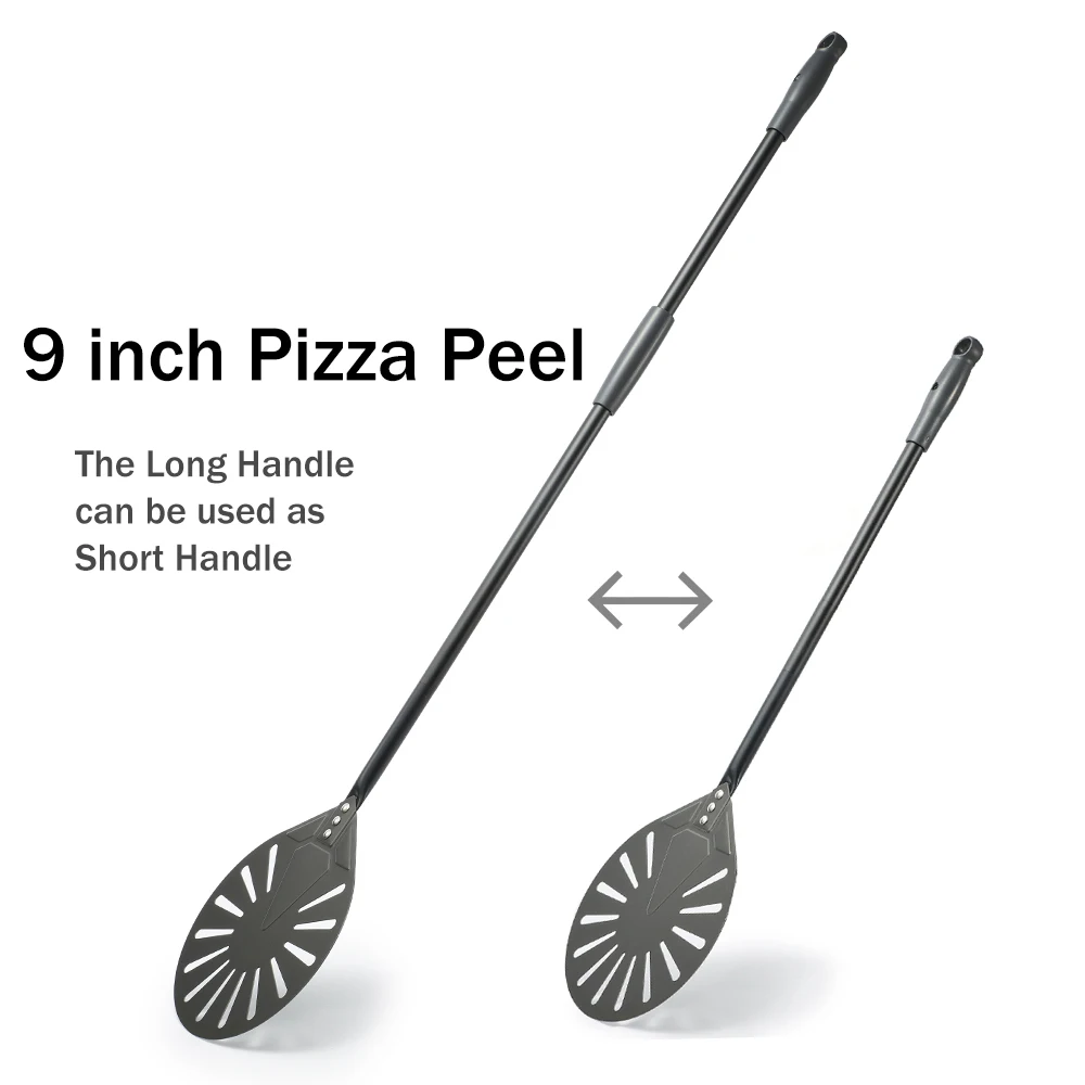 SHANGPEIXUAN 7/8/9 inch Pizza Turning Peel Hard Anodized Pizza Shovel Aluminum Alloy Detachable Handle Oven Pizza Accessories