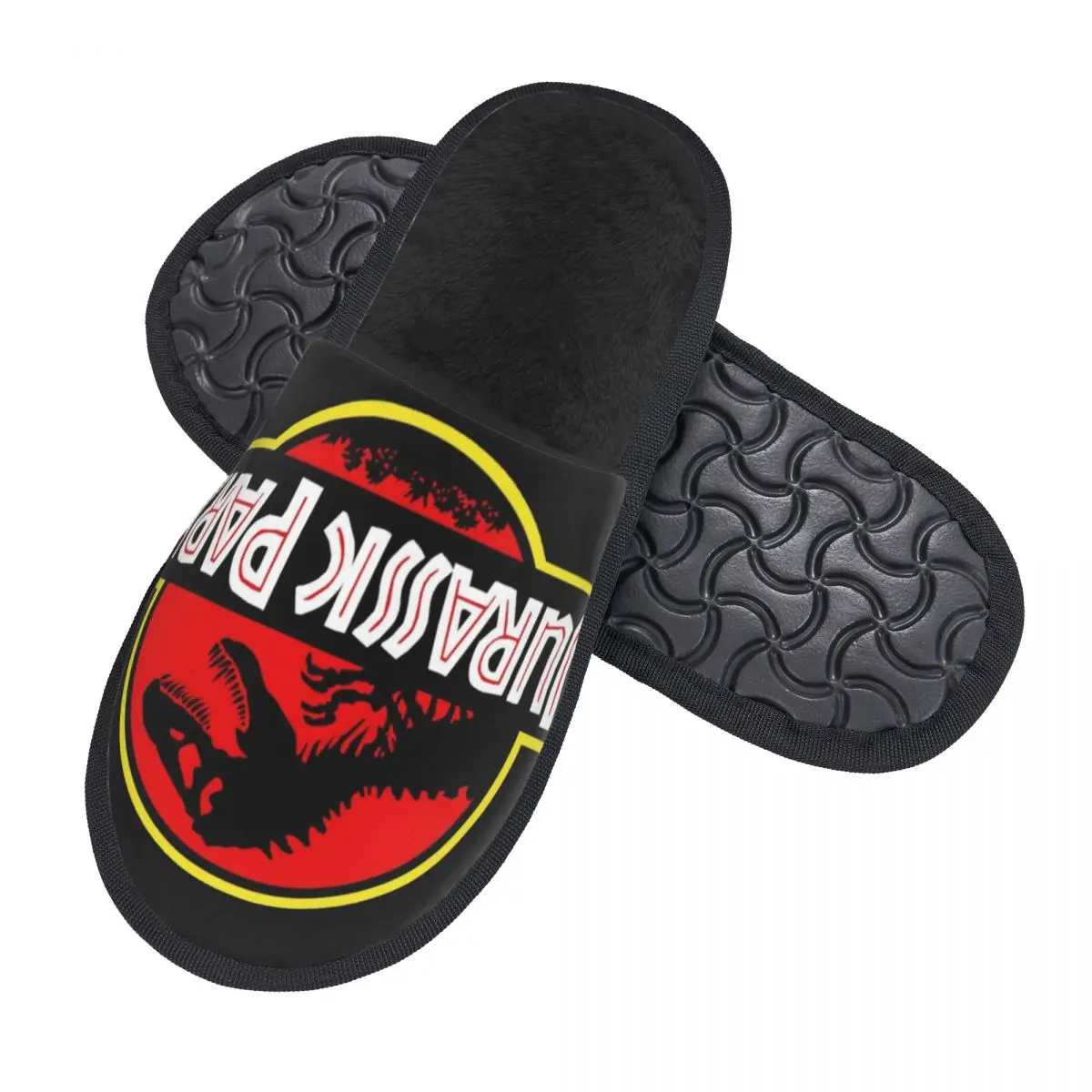 Chinelos de casa personalizados Jurassic Park Soft Memory Foam para mulheres, filme de terror, confortável, quente, antiderrapante, dinossauro