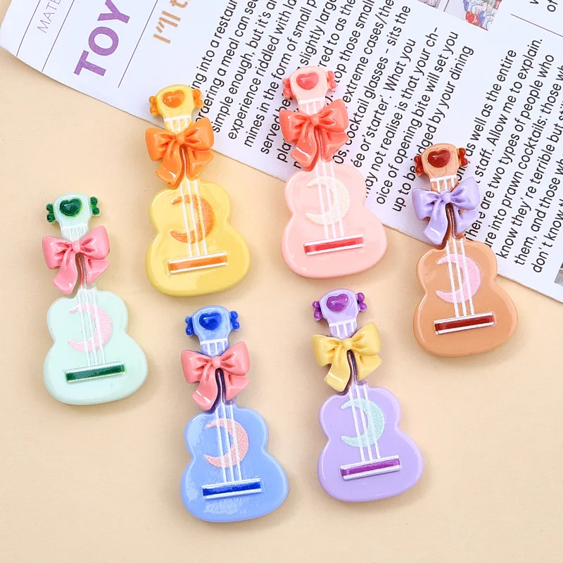 10Pcs New Cute Resin Guitar Flat Back Home Decor Parts Embellishments For Hair Bows Accessories