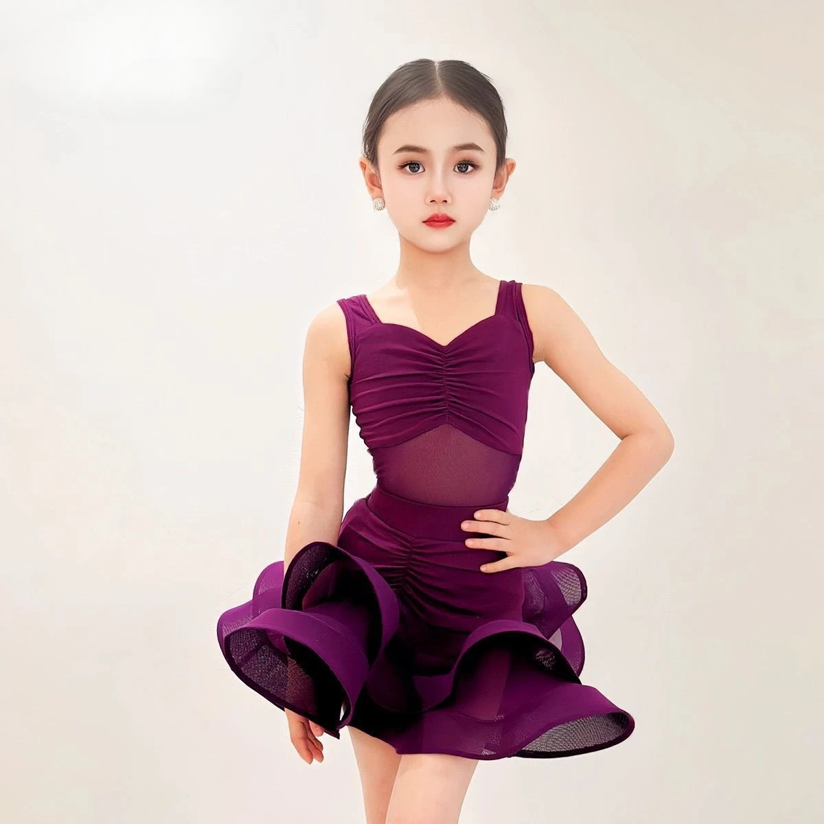 

Kids Professional Color Cha Cha Rumba Latin Dance Dress Girls Tango Salsa Samba Ballroom Dance Performance Stage Outfits Costume