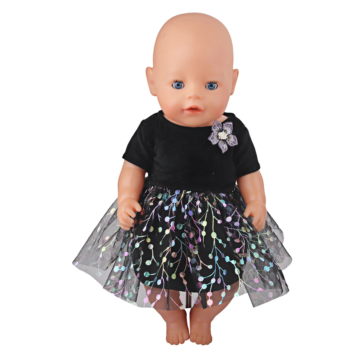 Cute Doll Clothes Set Denim Jacket Outfit,Bear Jumpsuit,Striped Dress& Party Gown for 18"American & 43cm Baby Newborn Girl Dolls