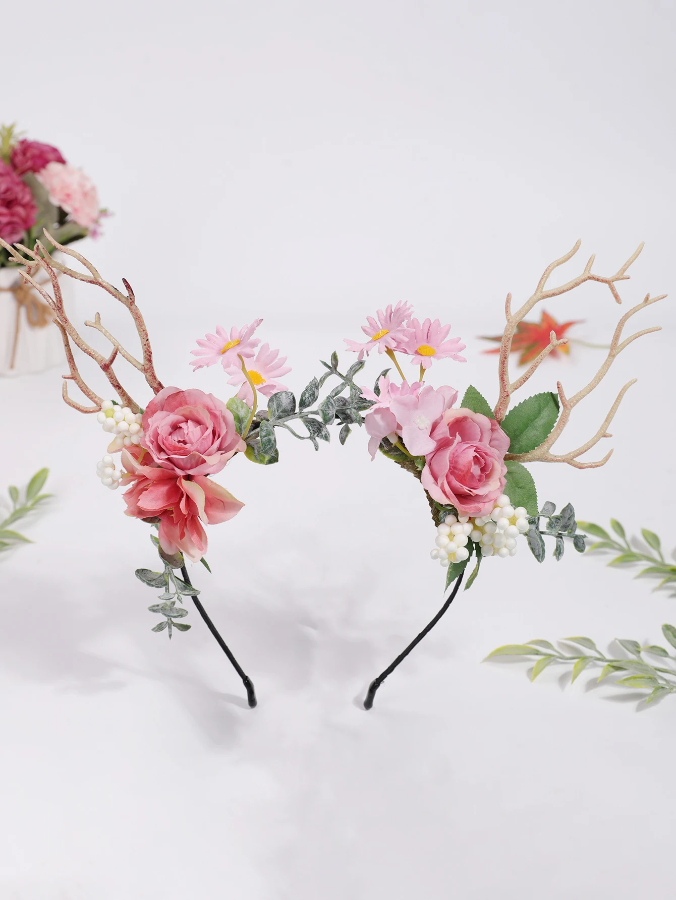 Floral Antler Fairy Headband 1