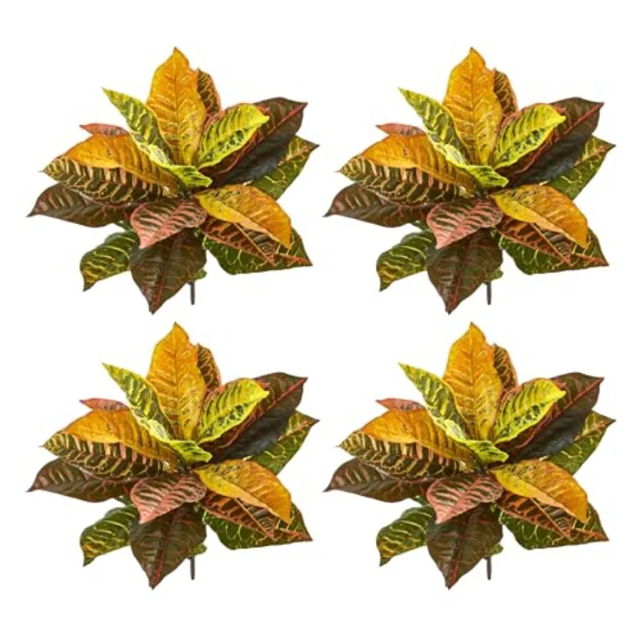 

Набор из 4 искусственных растений Кротон (21 Garden Croton) с эффектом живого прикосновения, шелковые, разных цветов, для декора интерьера, с реалистичной текстурой и долговечной стойкостью.