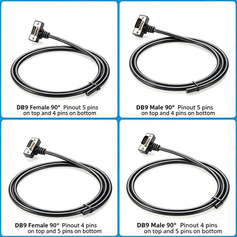 232 Serial Port DB9 Elbow Connector Serial Extension Cable, 9-Pin Single-Ended Cable, Solderless Cable, Shielded Data Cable