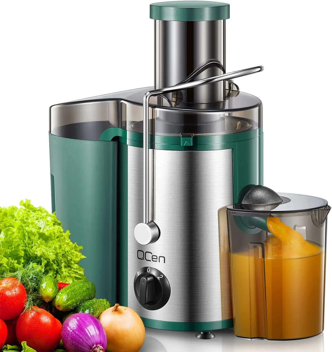 500W Centrifugal Juicer Extractor with Wide Mouth 3” Feed Chute for Fruit Vegetable, Easy to Clean, Stainless Steel, BPA-free