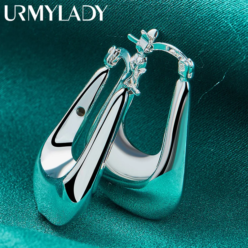 URMYLADY 925 Sterling Silver Battleax Earrings For Women Fashion Wedding Engagement Charm Jewelry