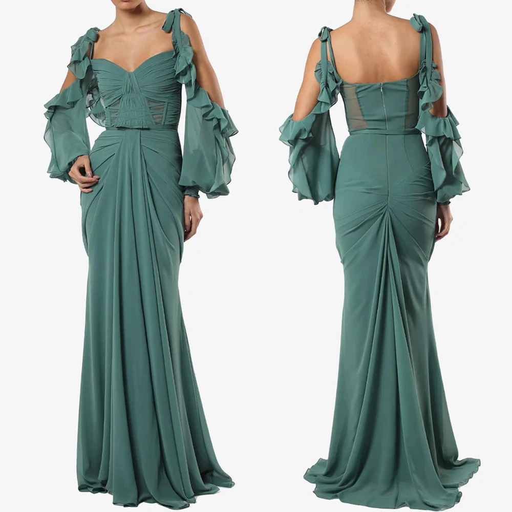 

Customized Sexy Elegant Draped Chiffon Maxi Dress A-Line Evening Dresses Formal Exquisite High Quality Prom Party Gown for Women