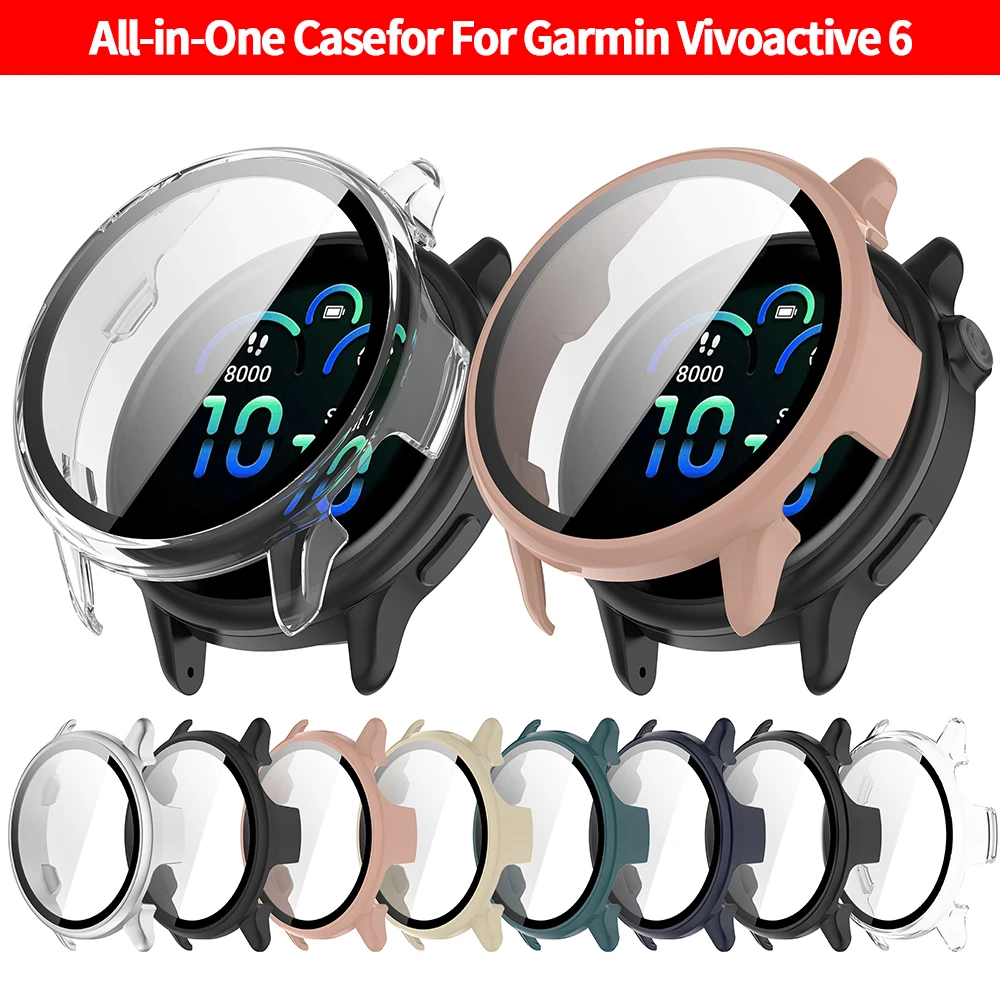 

Full Protective Glass Case For Garmin Vivoactive 6 Smart Screen Protector Cases Vivoactive6 Cover Shell&Tempered Glass Film 2in1