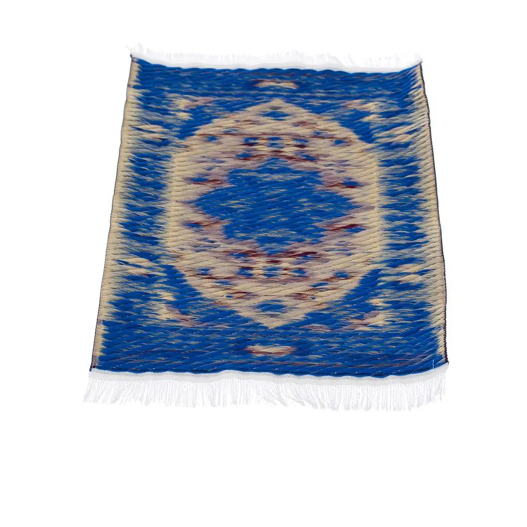 Miniature Turkish Style Rug Dollhouse Silk Carpet 12th Scale Floor Covering for Doll Furniture Decor