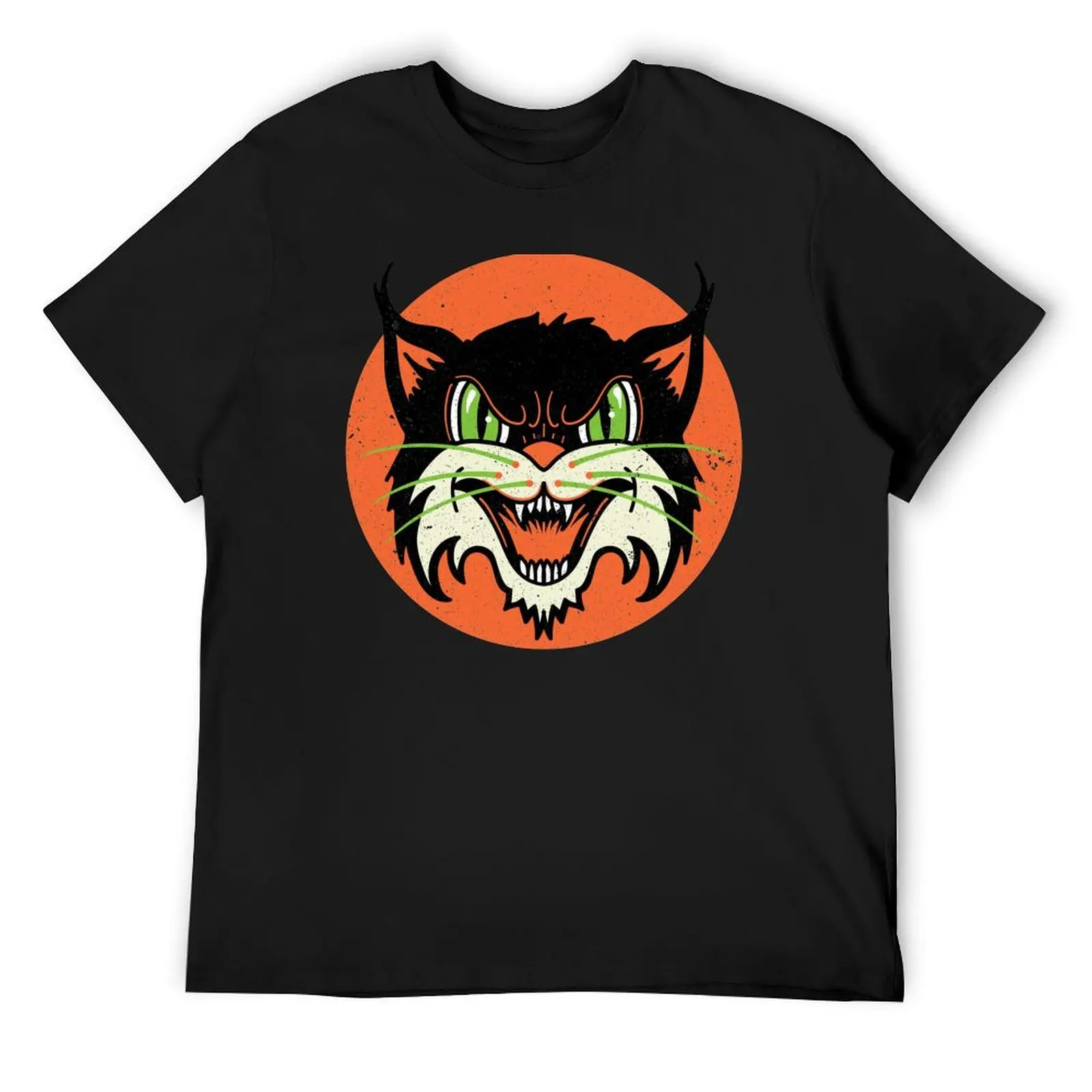 

wild cat rockabilly retro T-Shirt summer clothes basketball graphic tees Man t-shirt shirts men