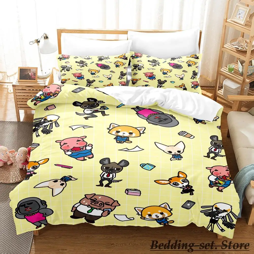 

Aggretsuko Bedding Set Single Twin Full Queen King Size Bed Set Aldult Kid Bedroom Duvetcover Sets Anime parure de lit Bed