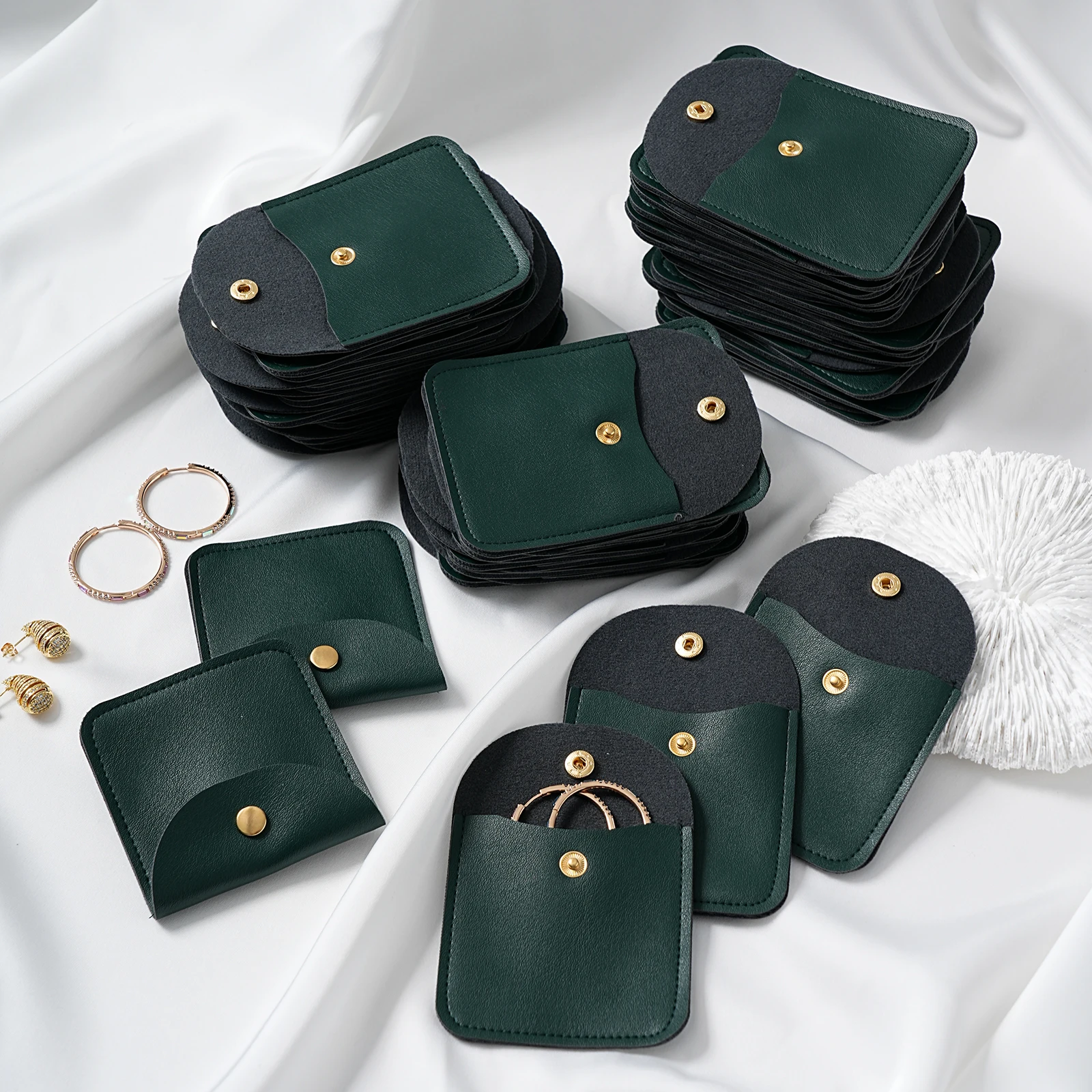 50/10/1pcs PU Leather Jewelry Packaging Pouches Wedding Party Christmas Candy Bag Earring Necklace Gift Bags Jewelry Organizer