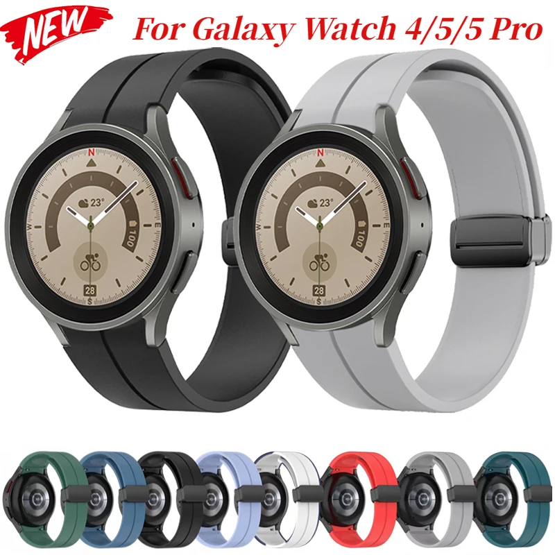 

Magnetic Silicone Strap For Samsung Galaxy Watch 4/5 40mm 44mm 45mm,Sport Watchband Bracelet for Galaxy Watch4 Classic 42mm 46mm