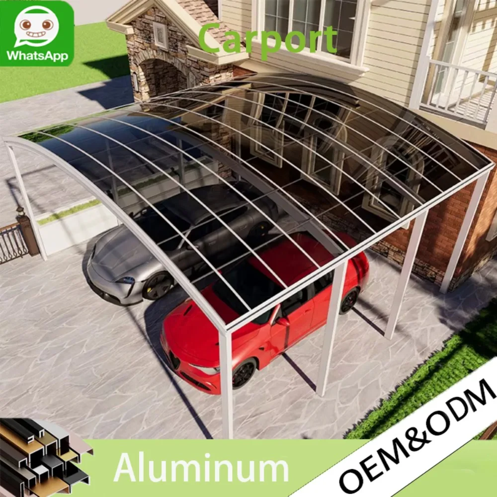 

Heavy Duty Snow Proof Aluminum Carport Polycarbonate Roof, Waterproof Outdoor Garage Parking Shelter Canopy Modern Awning Cover