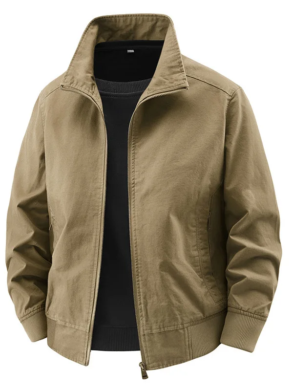 

Men's Casual Stand Collar Jaet Spring Autumn Outerwear Large Size Trendy Middle-aged Faionable Topwear Ethnic Clothing