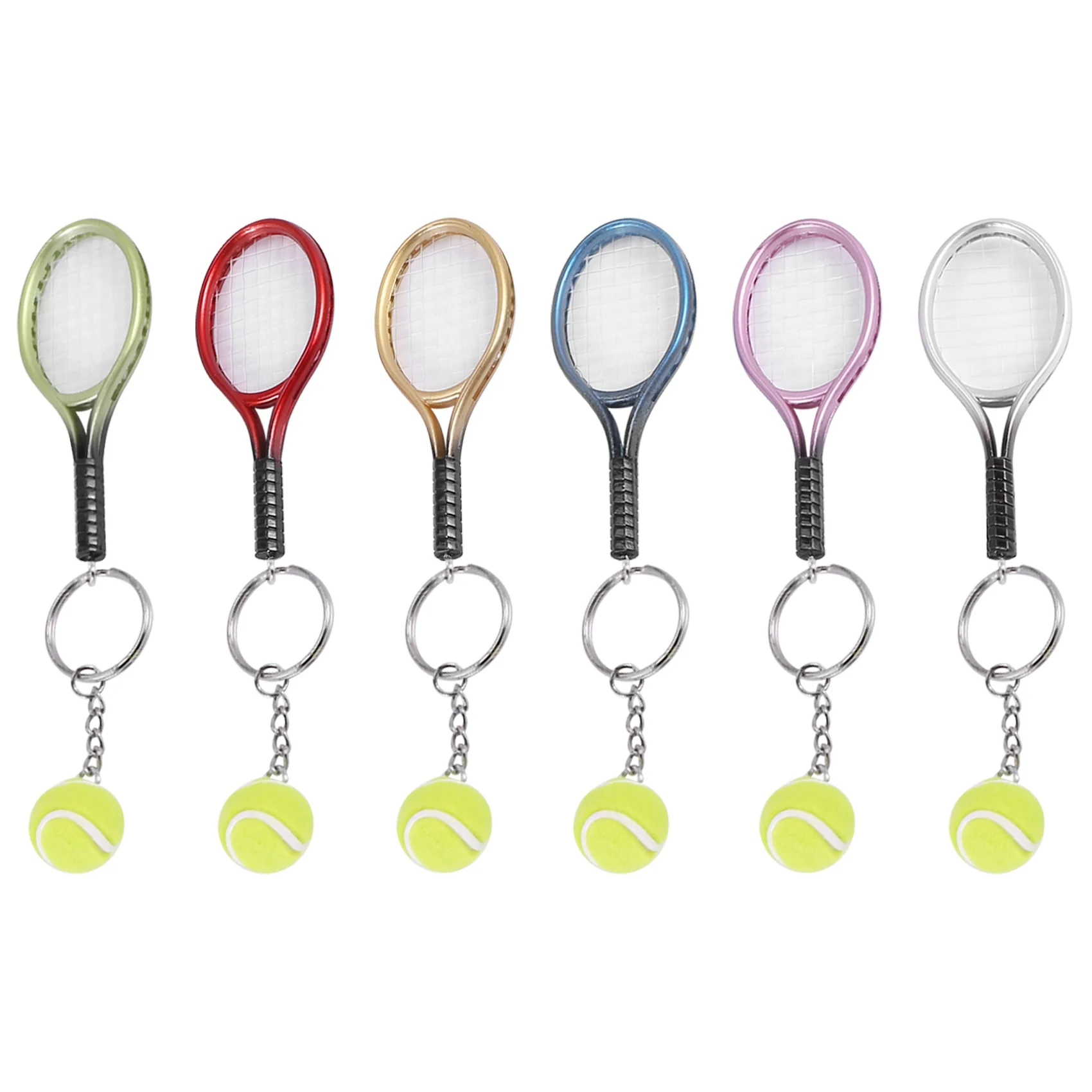 6Pcs Mini Tennis Racket Ball Keychain Pendant Bag Accessories for Bag Sport Advertisement Fans Souvenirs Key RingT99C