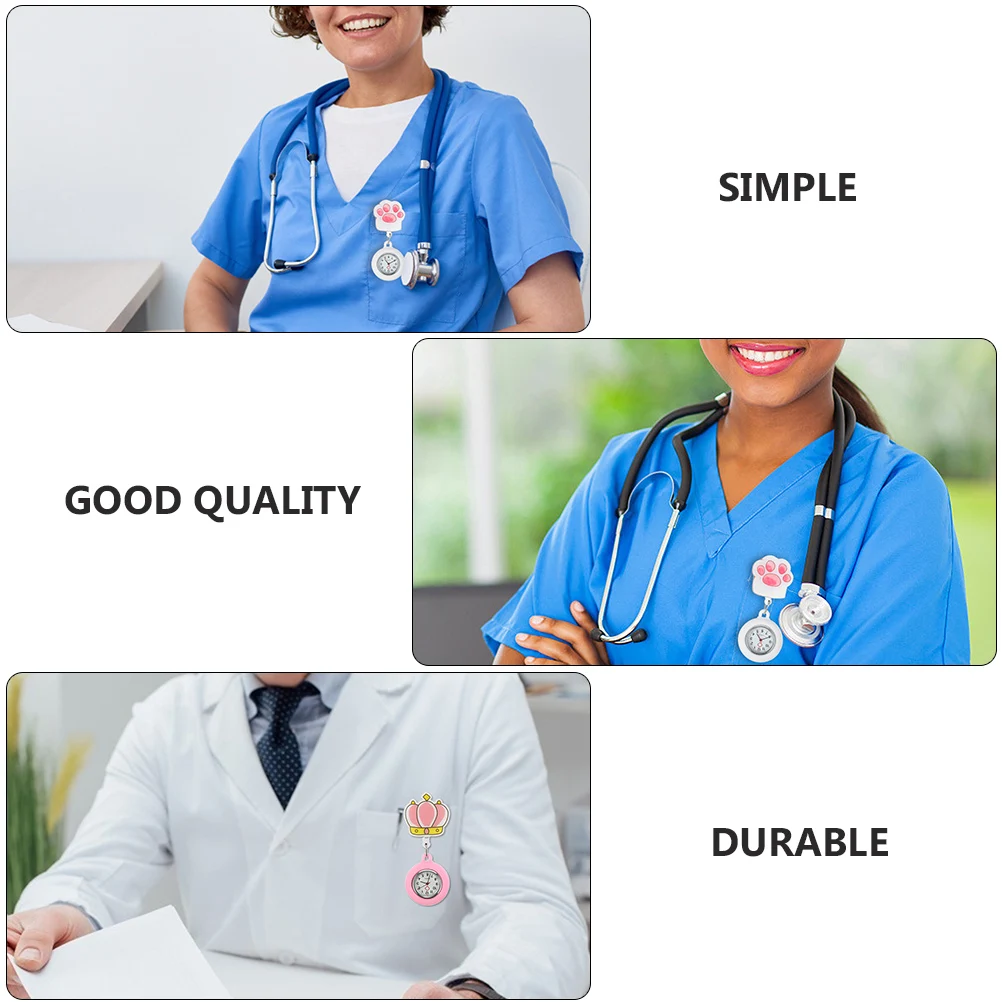 

2pcs Luminous Clip-On Pocket Watch For Nurses Quartz Movement Durable Nurse Watches Fresh Design Portable Student Pocket Watches