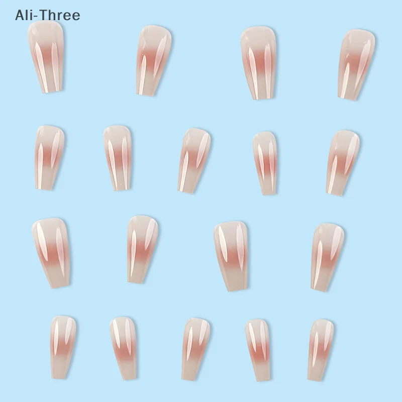 24 قطعة من الأظافر الوردية المزيفة اضغط على تصميمات الأظافر نصائح فنية طويلة ملصقات عصا كاذبة مجموعة قابلة لإعادة الاستخدام من الأكريليك الاصطناعي #4