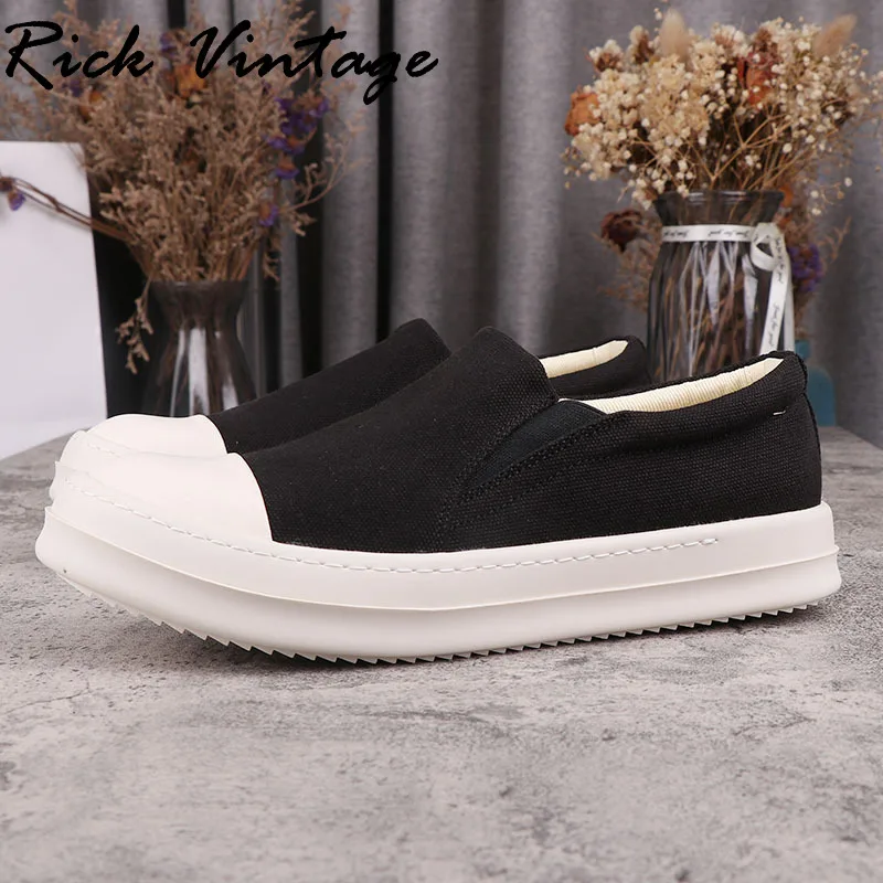 

Rick Vintage Canvas Loafers Platform Slip-on Casual Shoes Round Toe Flats for Men and Women Classic Canvas Shoe Couples Sneakers