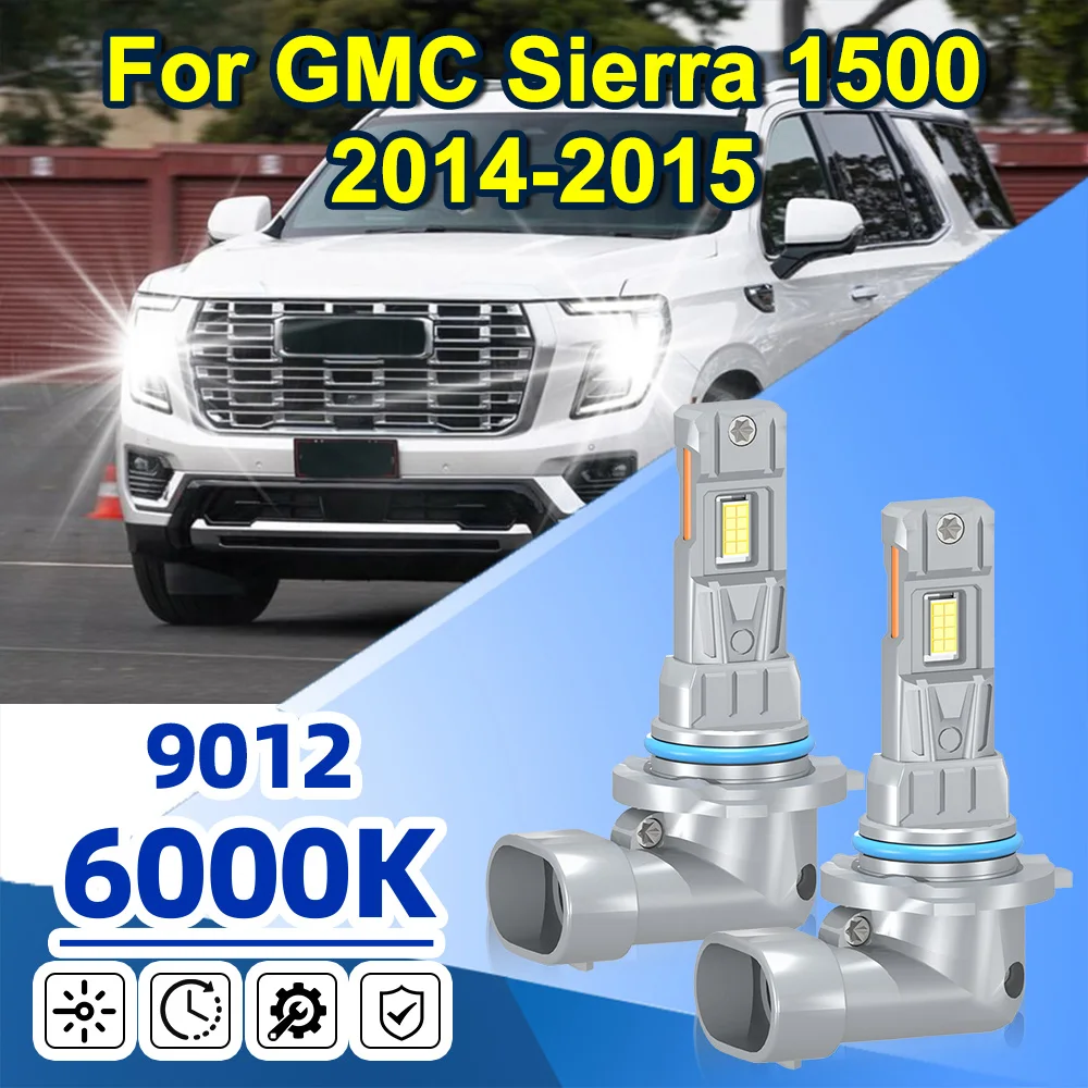 

For GMC Sierra 1500 2014-2015 9012 LED Headlight Super Bright Bulbs White 20000LM High/Low Beam HIR2
