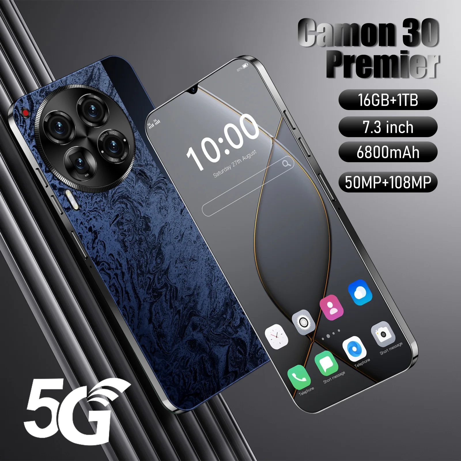 Fabrieksprijs Telefoon 6800Mah 7.3 Inch Originele C30 Pro 16Gb + 1Tb Android13.0 Tecno Telefoon 50mp + 108mp Android Telefoon